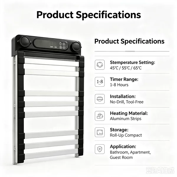 Electric Heated Towel Rack Bathroom Shelf Wall-Mounted White Carbon Fiber Heating Hotel Bathroom Smart Drying Rack