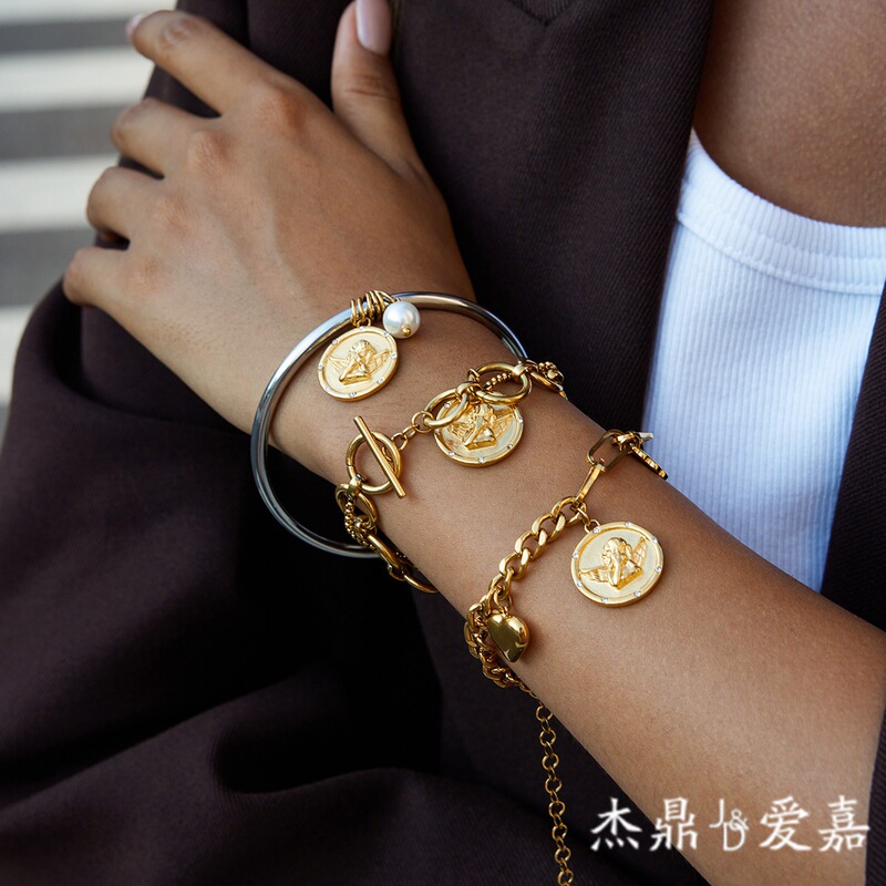 Jieding Original Coin Series Titanium Steel Bracelet Retro High-End Jewelry Non-Fading Stainless Steel Jewelry Women's Cross-Border