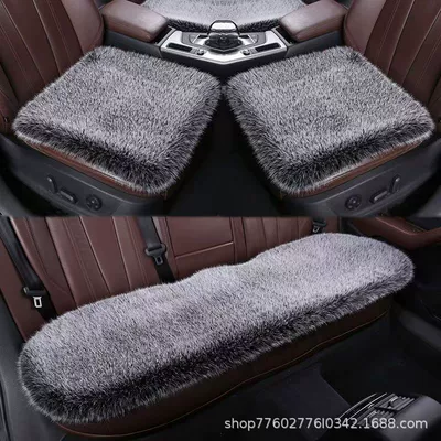Car Seat Cushion Winter Plush Single Piece Rear Seat Without Backrest Three-Piece Set Faux Fox Fur Cushion Non-Shedding Thickened Warm (Wool pad) - thickened-and-non-shedding-single-pad-imitation-fox-fur-versatile-black