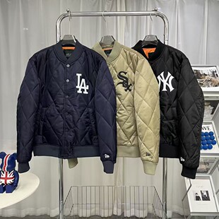 MLB贴布刺绣大logo棒球服夹棉衣外套男女百搭小棉衣2024冬季减龄-阿里巴巴