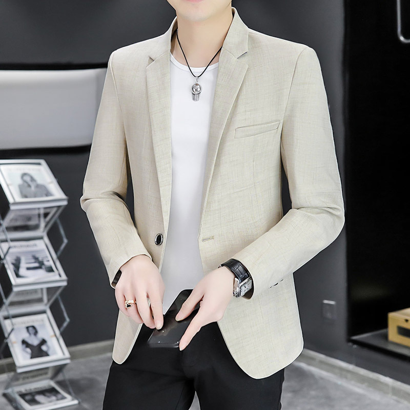 Casual Men's Suit Jacket Korean Style Slim-fit Small Suit Outerwear Handsome Trendy One-piece Top Autumn Men's Wear