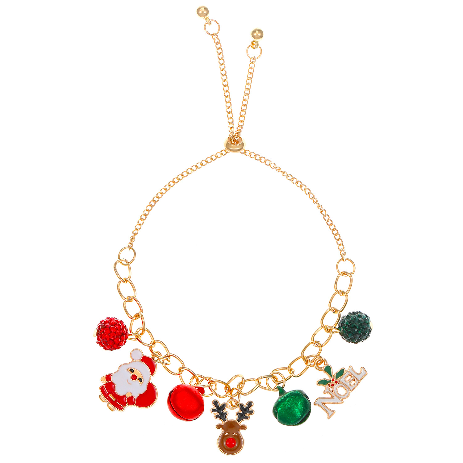 Pulsera de navidad para mujer con dijes de copo y reno_voghion.com