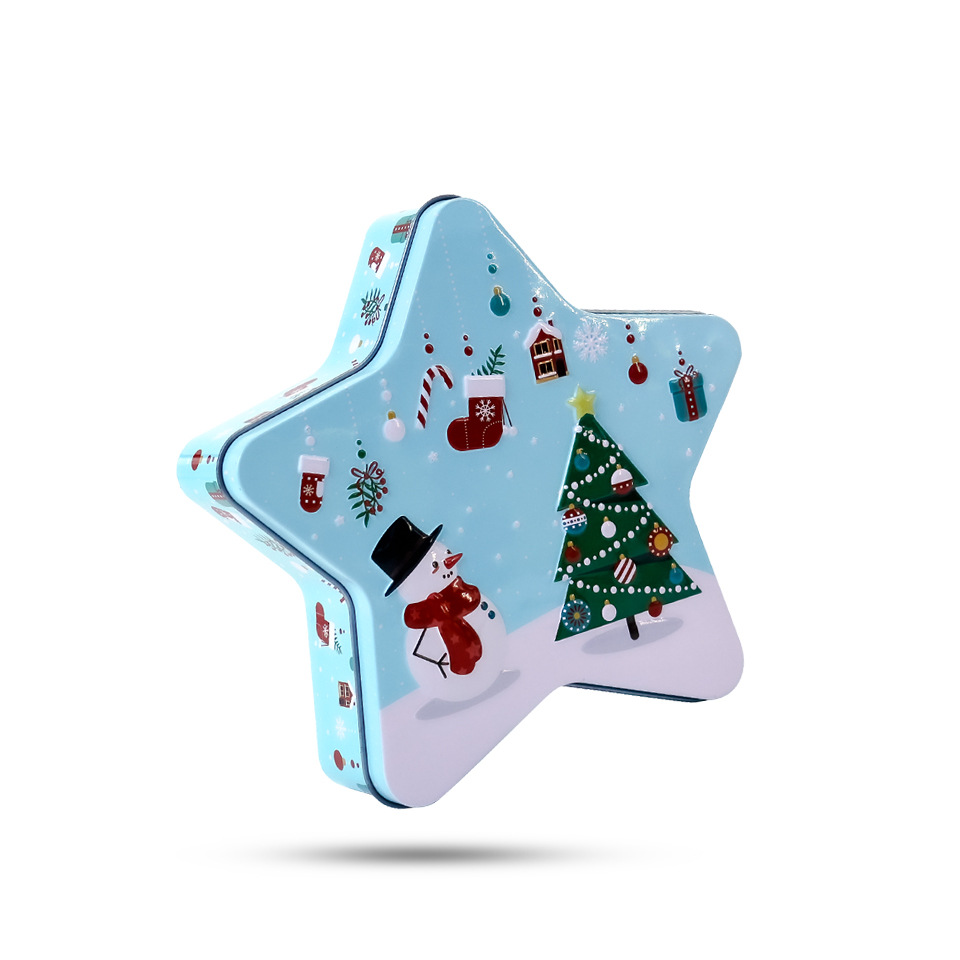 厂家供应马口铁圣诞节五角星糖果铁盒化妆品金属盒食品包装铁罐