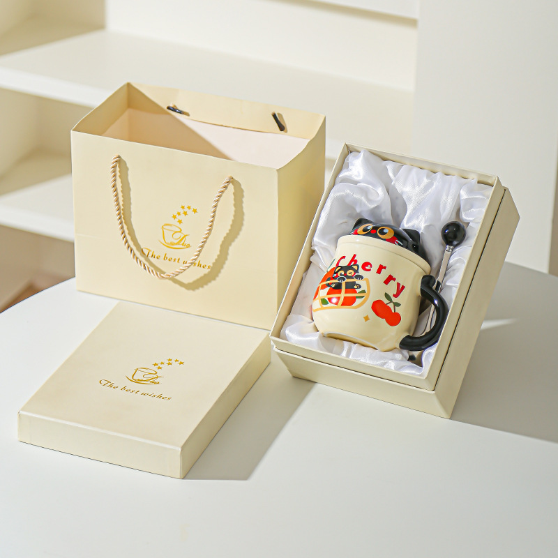 Fruta creativa gatos con tazas de fugas de té encantadoras caricaturas de alto valor de la cara de la taza de desayuno de leche doméstica taza de agua de oficina