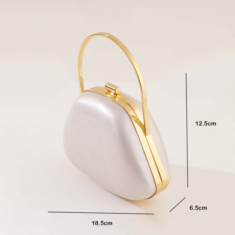 Transparent Acrylic Clutch Bag – Fashionable Evening Handbag With Magnetic Closure, Phone Pocket, Minimalist Design (Shell White, Silver Hardware)​_voghion.com