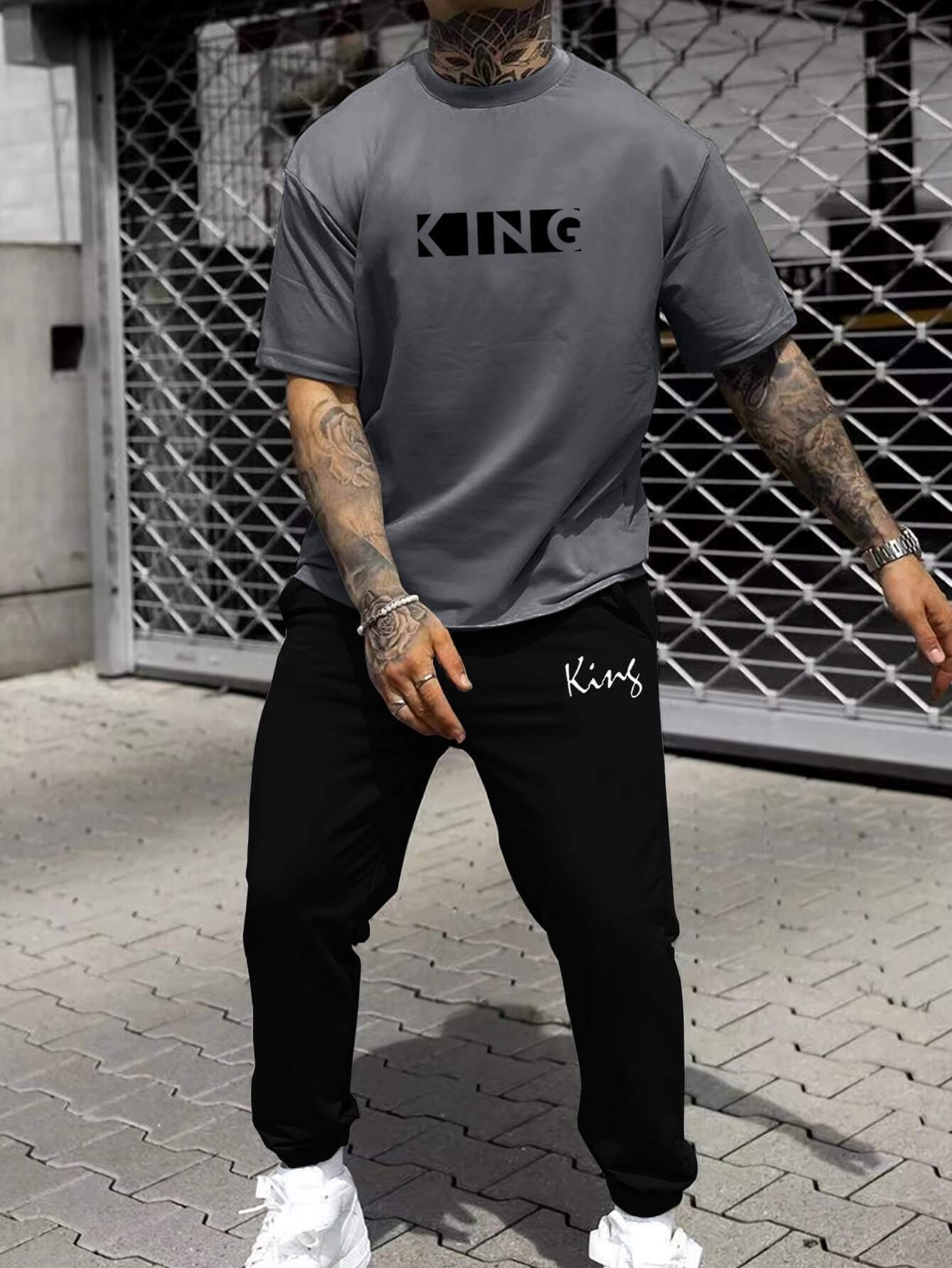 Pantalones de camiseta de manga corta sueltos de la marca de moda 2024 nuevo traje de dos piezas simple y casual ME13 ML4