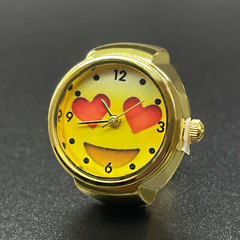 【戒指表】跨境電商推薦網紅笑臉合金外殼石英手指表男女批發