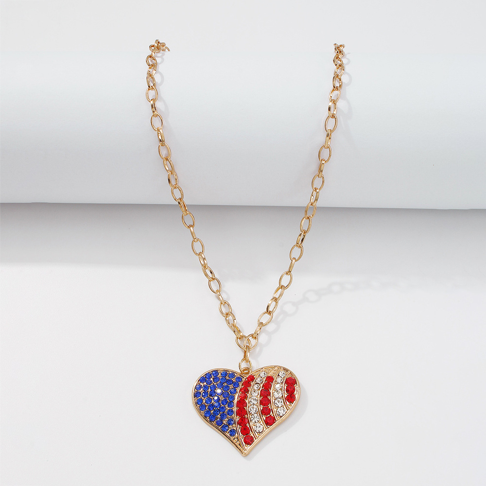 wholesale jewelry punk style heart inlaid diamond pendant necklace nihaojewelry