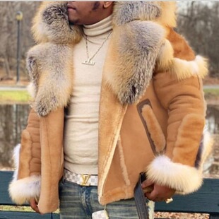 Imitation Fur Jacket Men's Autumn and Winter New Thickened Warm Large Size Loose Fur One-piece Coat Suede Jacket