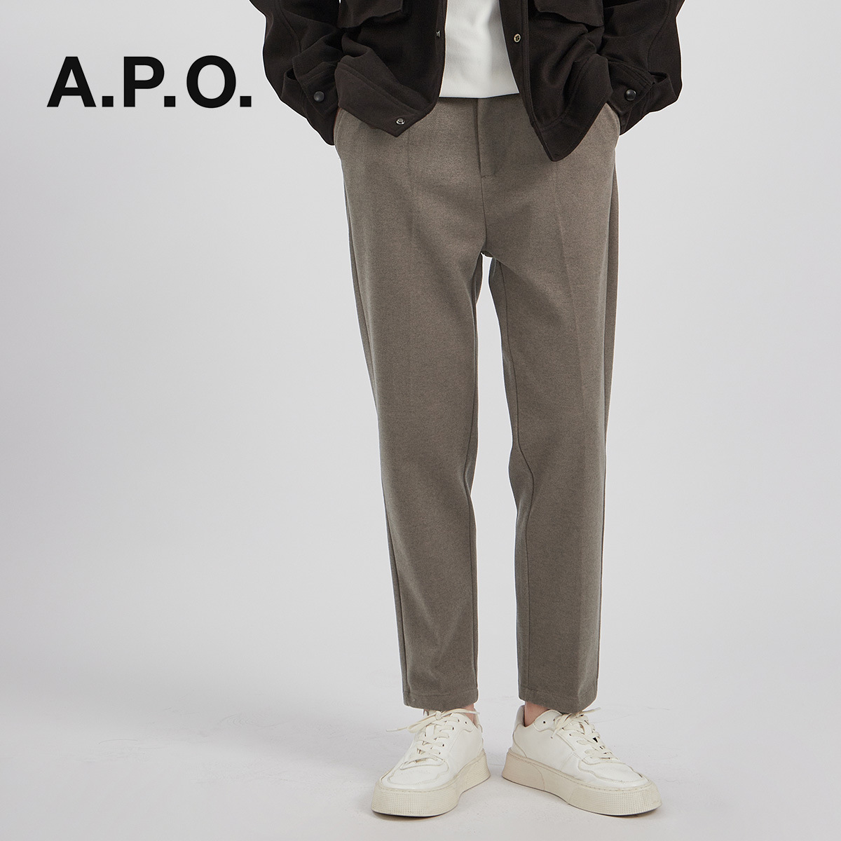 Ropa de hombre APO | pantalones de lana pantalones de pierna recta 2024 invierno nuevo estilo coreano antiarrugas pantalones casuales para hombres