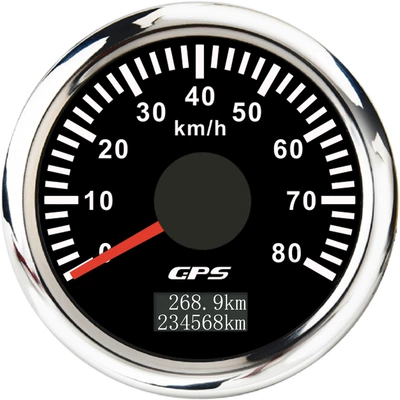 Meter Km/H with Multi-Color — automobile instrument - silver-edge-black-bottom-80kmh