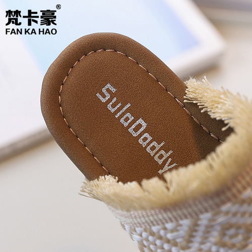 Vanka Hao Ethnic Style Fisherman's Slip-On Sandals 2025 Summer Girls Fashion Woven Outerwear Slippers