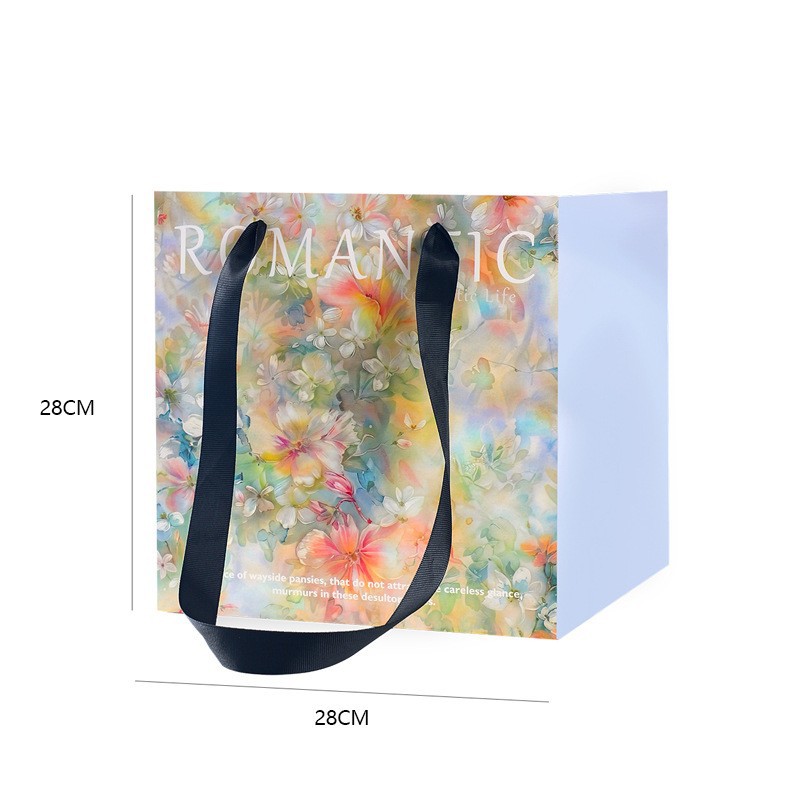 Bolso de flores bolsa de papel de embalaje Internet celebridad cuadrado abrazo bolsa de regalo grande ramo bolsa de embalaje portátil al por mayor