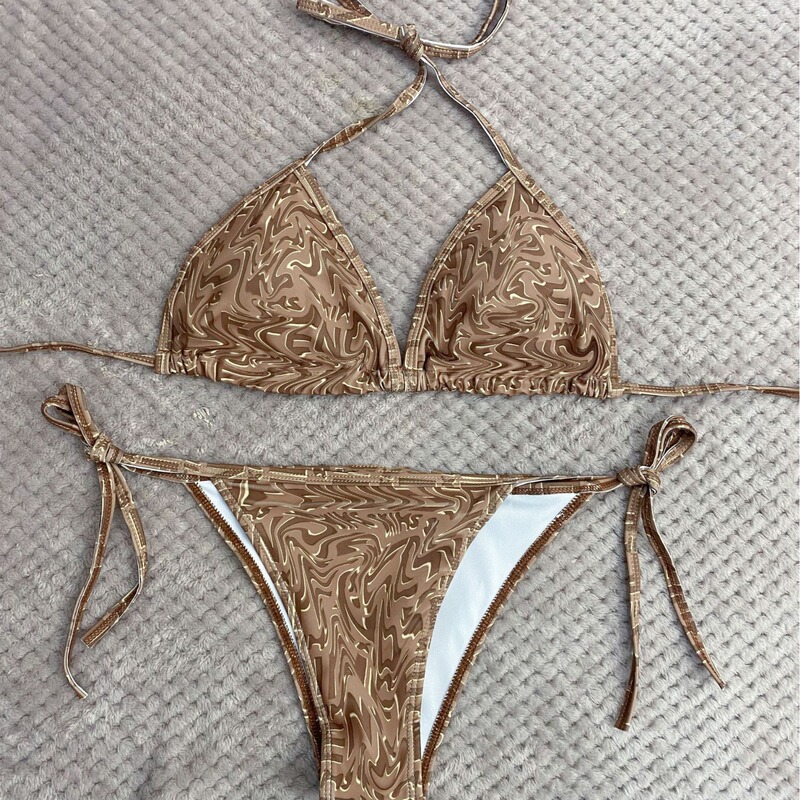 Classic Printed Bikini Ins Sexy Three-Point Slimming Look Hot Spring Travel Vacation Popular Swimsuit for Women