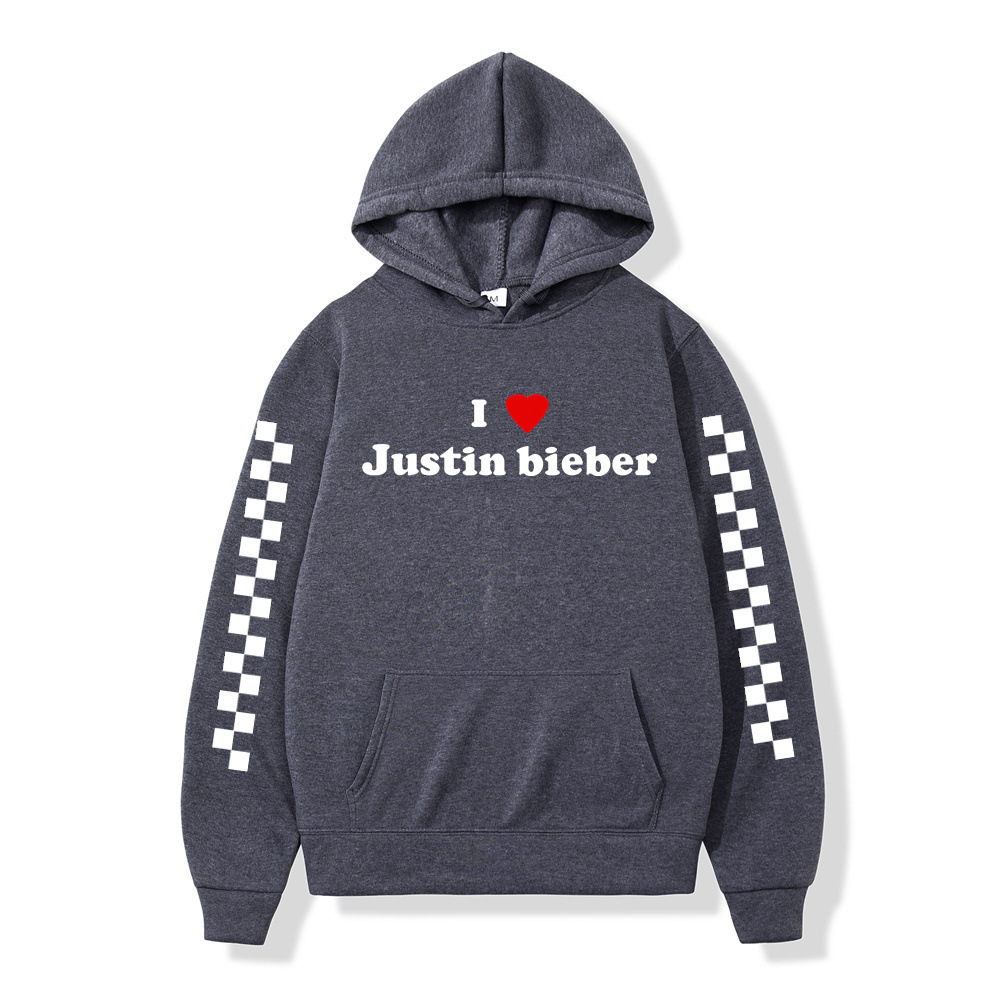 Winter Men Hoodies I love Justin Bieber Pullover Male Hooded