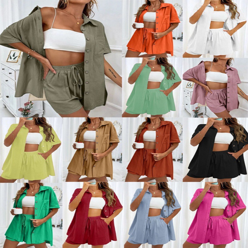 Cross-Border Export Women's Clothing Amazon Aliexpress Tk Popular Distressed Cardigan Shorts Fashionable and Elegant Women's Suit
