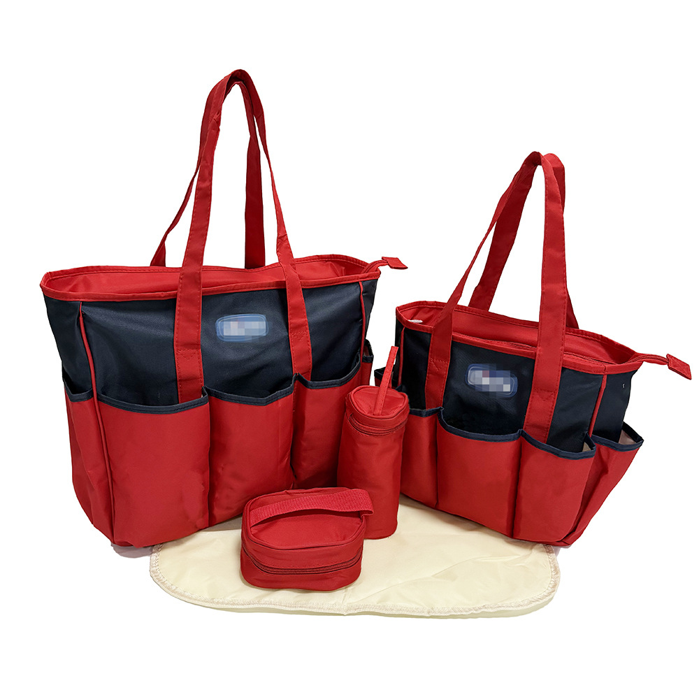 Conjunto de Cinco Piezas de Bolsa Maternal Acolchada con Diseño de Cuadros, Bolsa Maternal Multifuncional de Gran Capacidad para Guardar Pañales, de Hombro o Cruzada