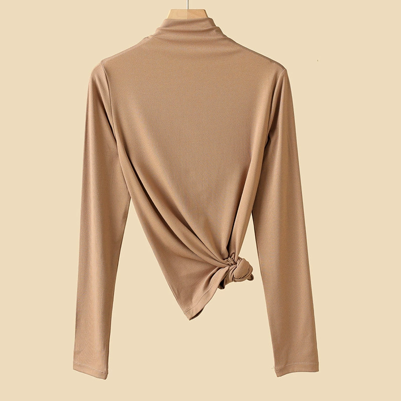 Fitted Long-Sleeve High-Collar Top, Thin Autumn Base Layer, Body-Friendly Fit