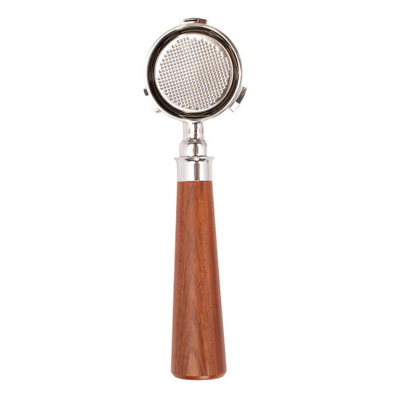 Mango de 51mm adecuado para la máquina de café DeLong de tres orejas mango de madera maciza sin fondo 304 accesorios de extracción de café de acero inoxidable