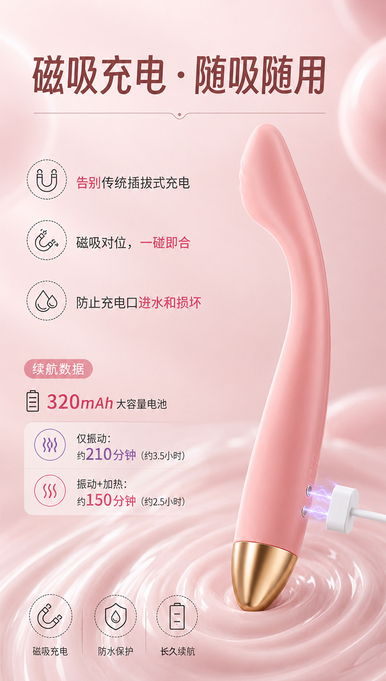 Jiuai Electric Clitoral Stimulator Wand, One-Button Control, White ABS Body — detail image 9