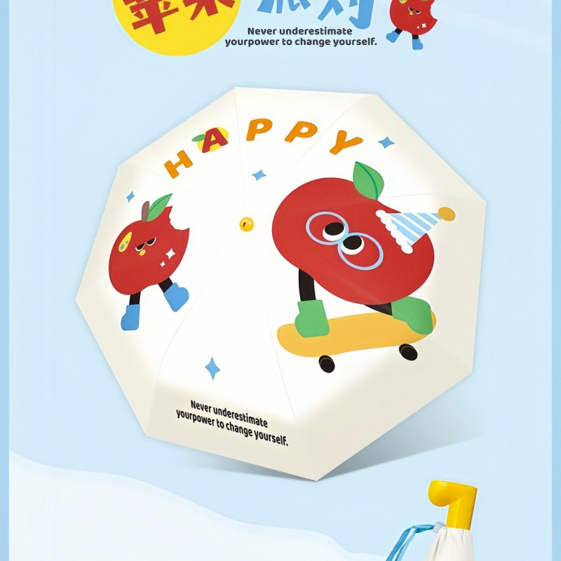 Botas de manzana plegables paraguas lindos paraguas solar de alto valor UV sol y lluvia paraguas