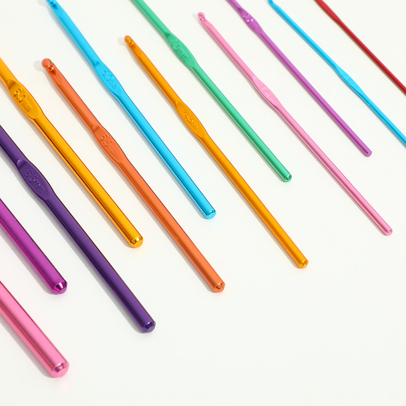 彩色氧化鋁鈎針 編織工具 鈎針 DIY七彩鈎針工具套裝毛線勾針勾鞋