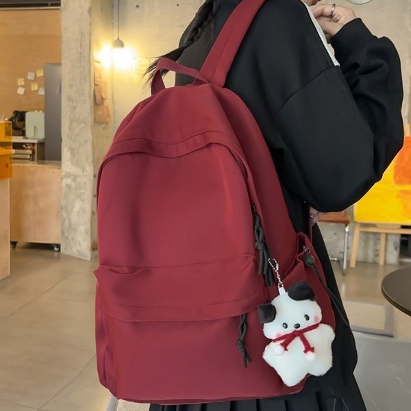 书包女日系ins风简约校园高中学生双肩包纯色少女原宿风百搭背包