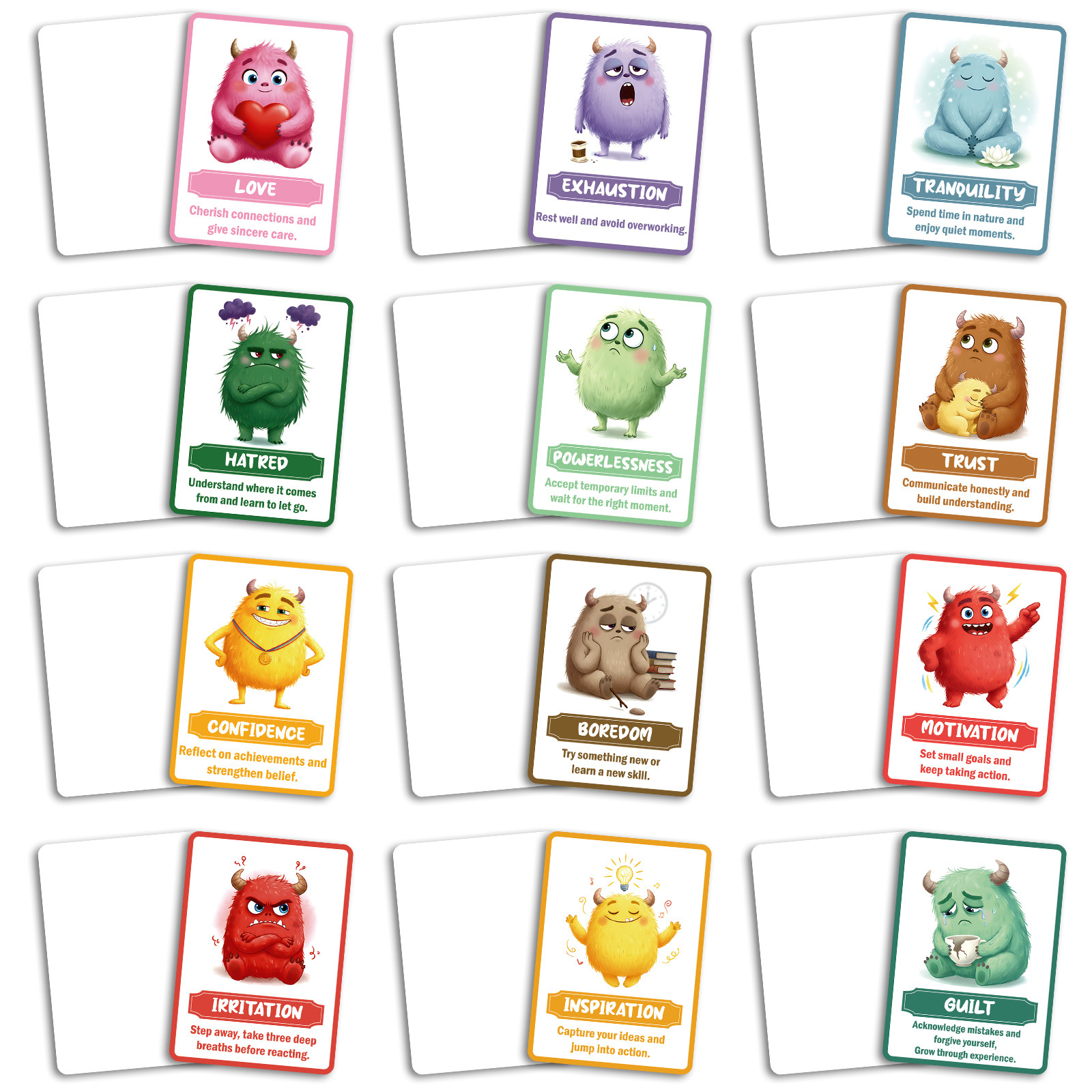 50 creatieve monster emotie kaarten, grappige partykaartspellen_voghion.com