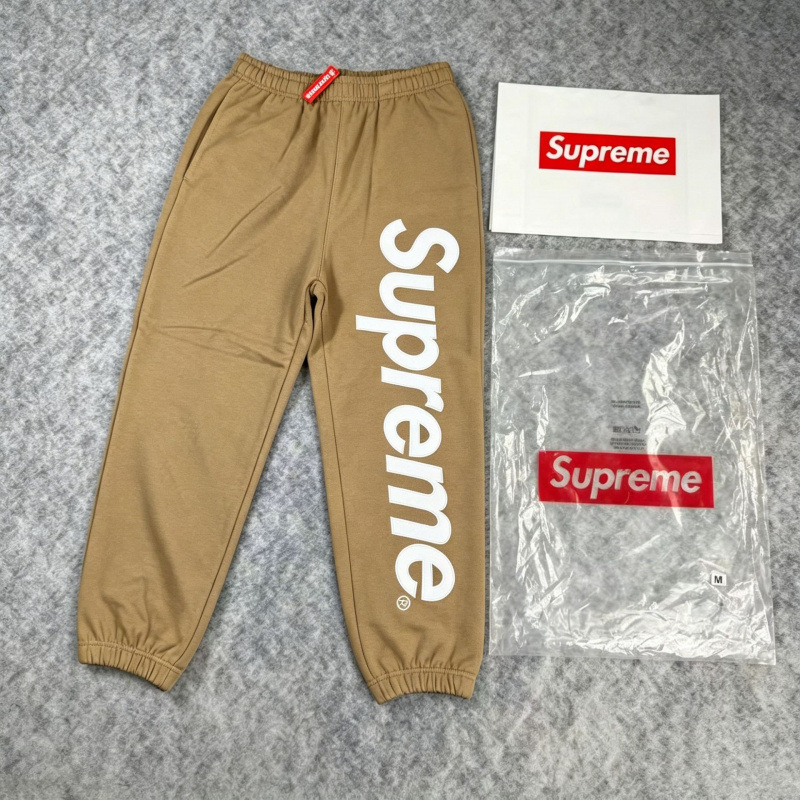 A309# classic big logo hooded sweatpants light brown / S