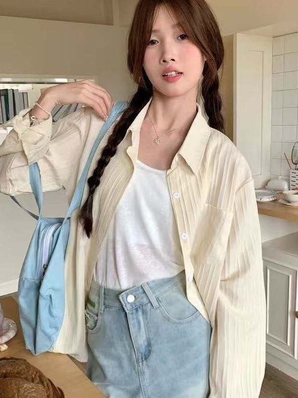 法式棉麻衬衫外套女春秋季薄款慵懒风小众衬衣开衫肌理感防晒上衣|undefined