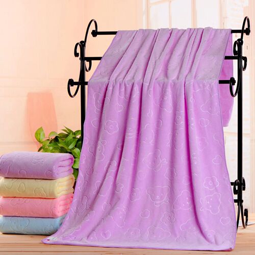 Microfiber embossed bear bath towel 70*140 beach towel, absorbent, soft, non-shedding, non-fading, gift bath towel