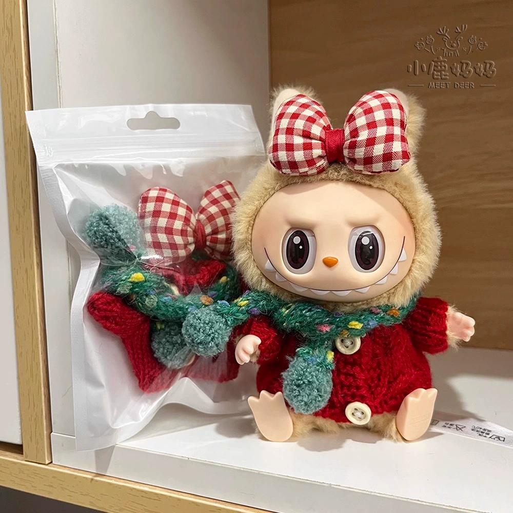 Рождественская одежда Labubu второго поколения подвеска куклы 17cm набор эмалированных кукол с заменой свитера