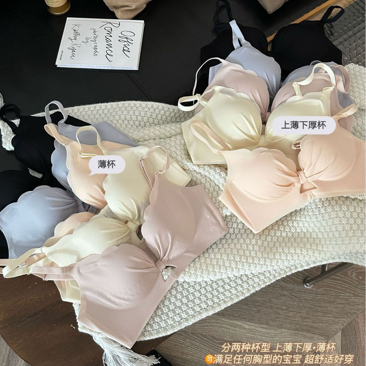 甜茶会美无痕内衣女小胸聚拢显大防下垂收副乳手掌杯少女文胸套装