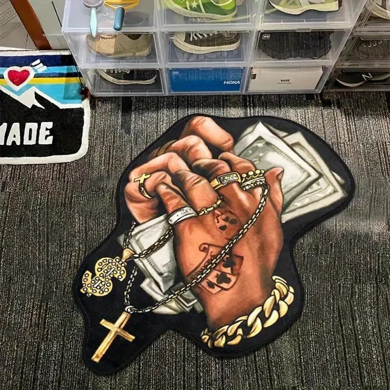 Cross-Border Cartoon Dollar Bill Imitation Cashmere Bathroom Mat Easy-Care Entryway Doormat Amazon Temu Dropshipping Kitchen Mat