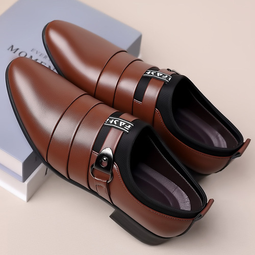 New leather shoes, men's business dress shoes, Korean men's shoes, large size pointed casual shoes