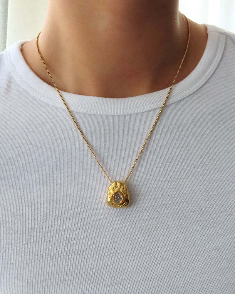 Water Droplets Pattern Wholesale Jewelry Vacation Simple Style Water Droplets 304 Stainless Steel Zircon Inlay Pendant Necklace Box Chain
