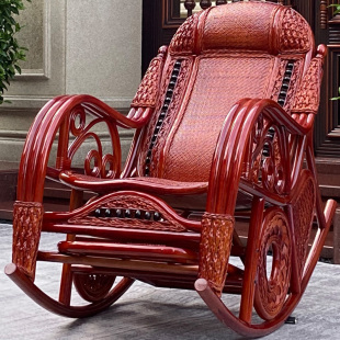 Natural Real Rattan Rocking Chair Recliner Adult's Balcony Home Leisure Sleeping Chair for the Elderly Rattan Chair Rocking Chair