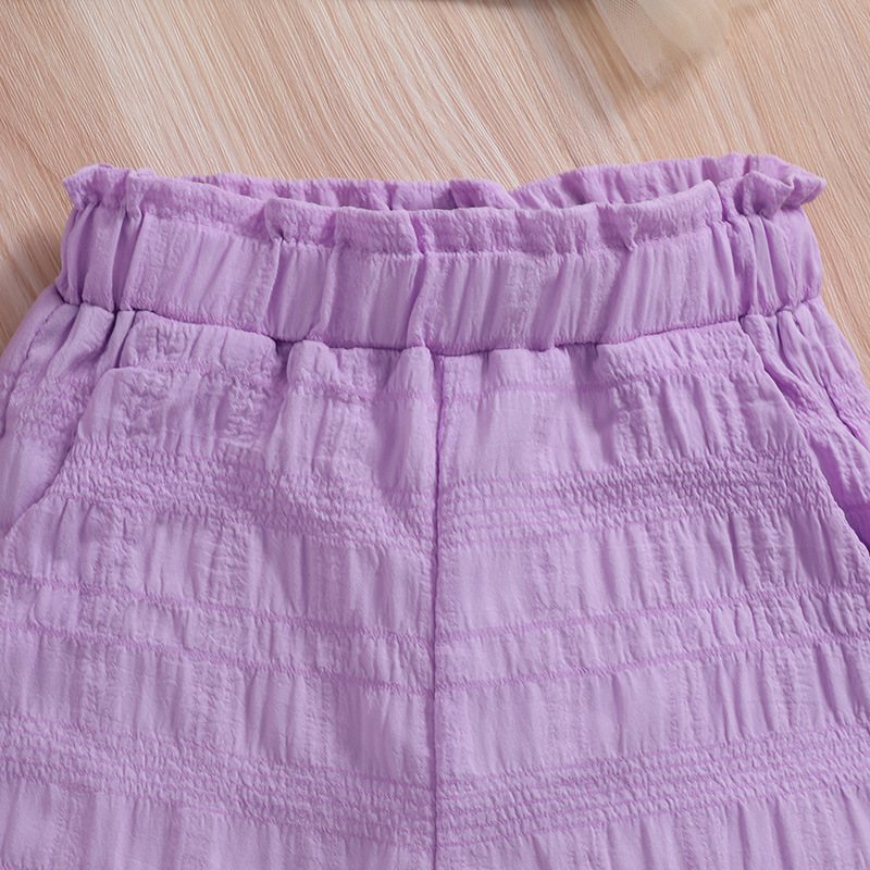 2024 Sommer Kinderkleidung Neue modische Mädchenkleidung mit Hosenträgern, kurzärmeligen Oberteilen, langen Hosen, Mädchenset_voghion.com