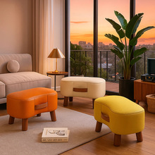 小凳子家用矮凳客厅小板凳沙发脚踏凳创意小方凳茶几坐凳橡胶木