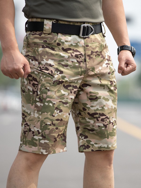 Tácticas transfronterizas Pantalones cortos de camuflaje al aire libre X5 para hombres Pantalones casuales de varios bolsillos Monos sueltos de cinco puntos resistentes al desgaste