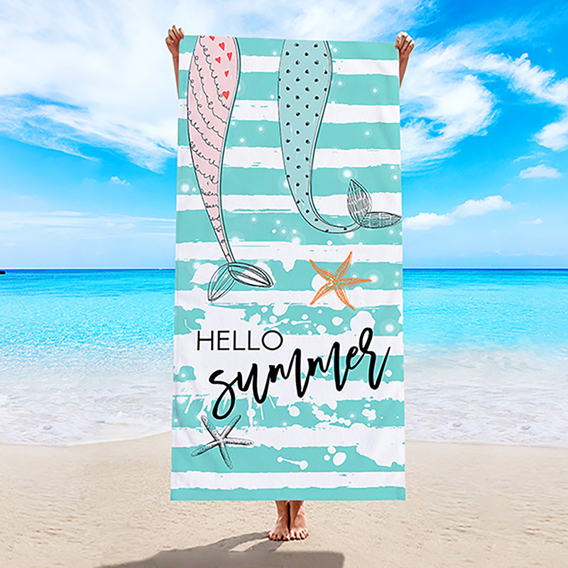 Amazon toalla de playa de tela de toalla de doble cara europea y americana toalla de baño de playa de microfibra impresa transfronteriza