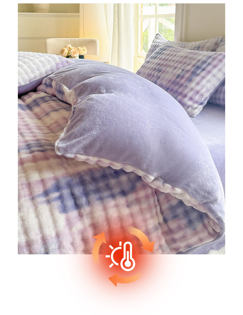 Luxurious Rabbit Fur Four-piece Bedding Set For Dormitory Bedroom_voghion.com