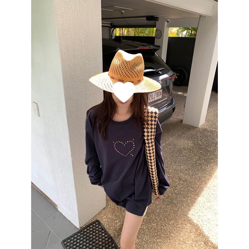 in stock/VC Western Diamond Series Love 2 Color T & Embroidered Splash Ink Purple Sweat RT244438