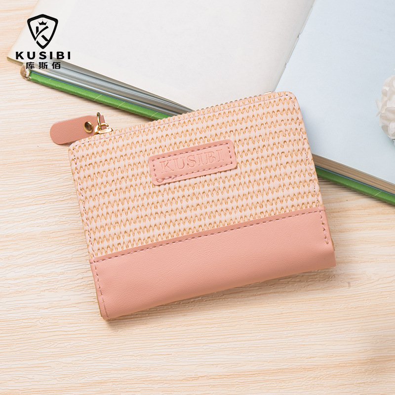 Monedero/Cartera Corto con Cremallera, Multifuncional para Tarjetas, Diseño Simple y Lindo