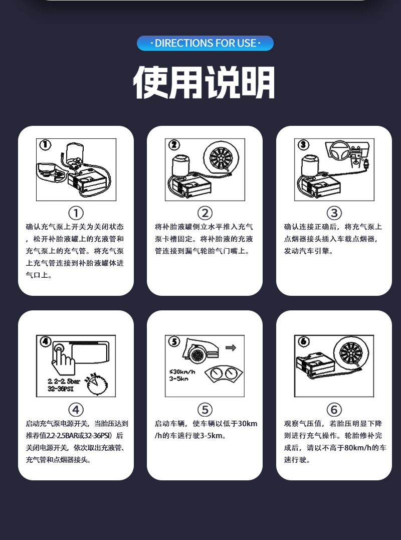 Automobile vacuum tire repair fluid new energy electric fuel vehicle universal air pump tire repair fluid tool suit