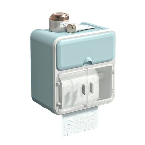 Wall-mounted tissue box without punching, bathroom light luxury transparent storage rack, household storage box, simple paper box, plastic box