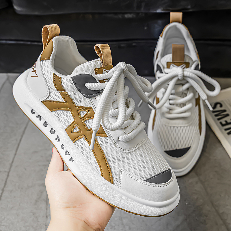 2025 primavera Forrest Gump zapatos para hombre nuevo estilo de malla casual versátil transpirable al aire libre suela gruesa resistente al desgaste calzado deportivo ligero para hombre