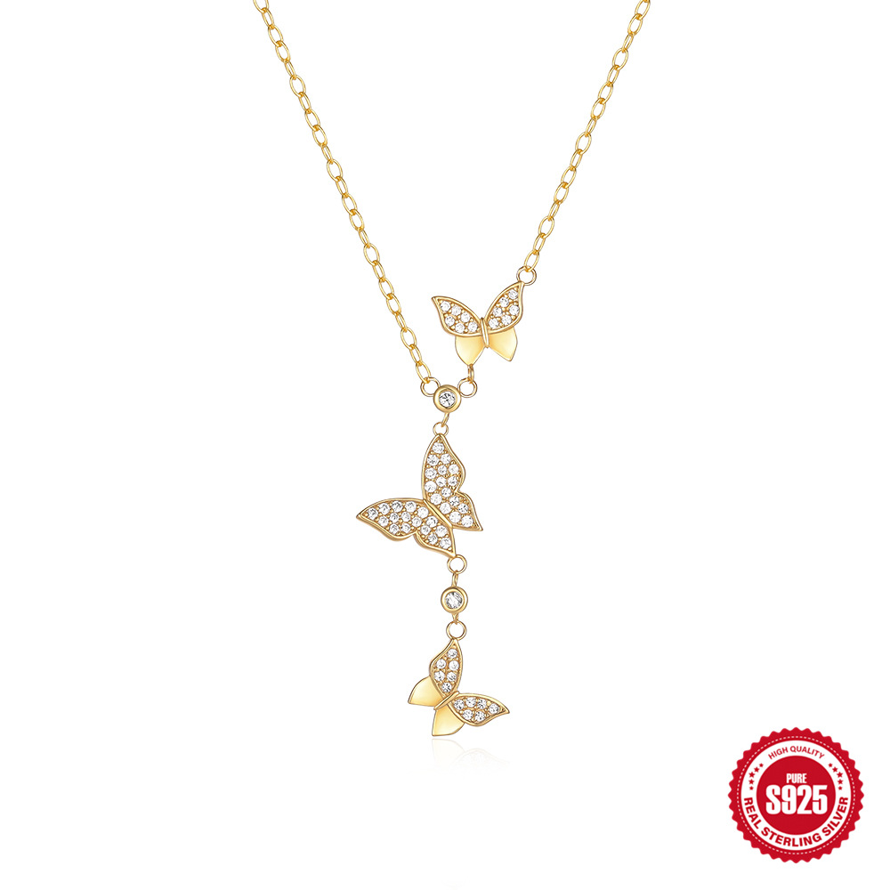 S925 Sterling Silver Butterfly Necklace With Full Diamond Sparkle_voghion.com
