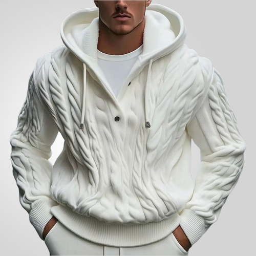 Cross-border men's knitted sweater Men's twisted drawstring hooded sweater 7 needle woolen windbreaker SY0139 