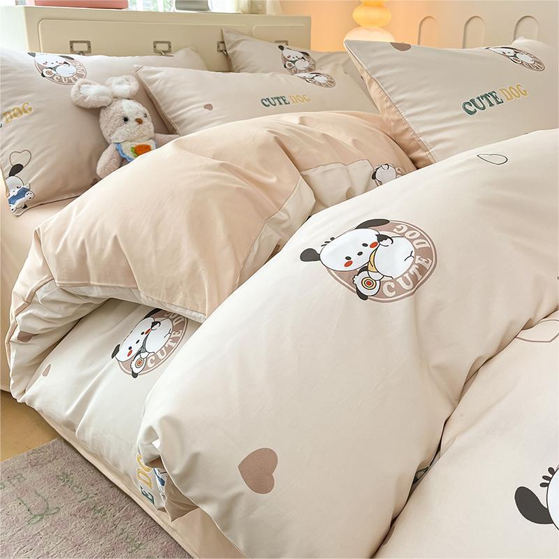 Cama de algodón de dibujos animados juego de cuatro piezas 2025 nuevo verano sábana de algodón edredón juego de tres piezas ropa de cama de dormitorio